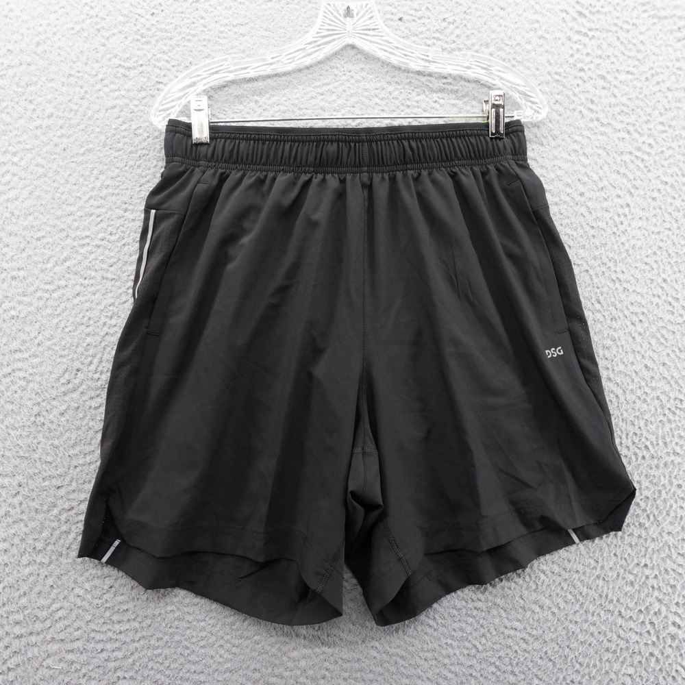 DSG Mens 7 Inch Stride Running Shorts Black Athletic Fit Key Pocket Medium NEW